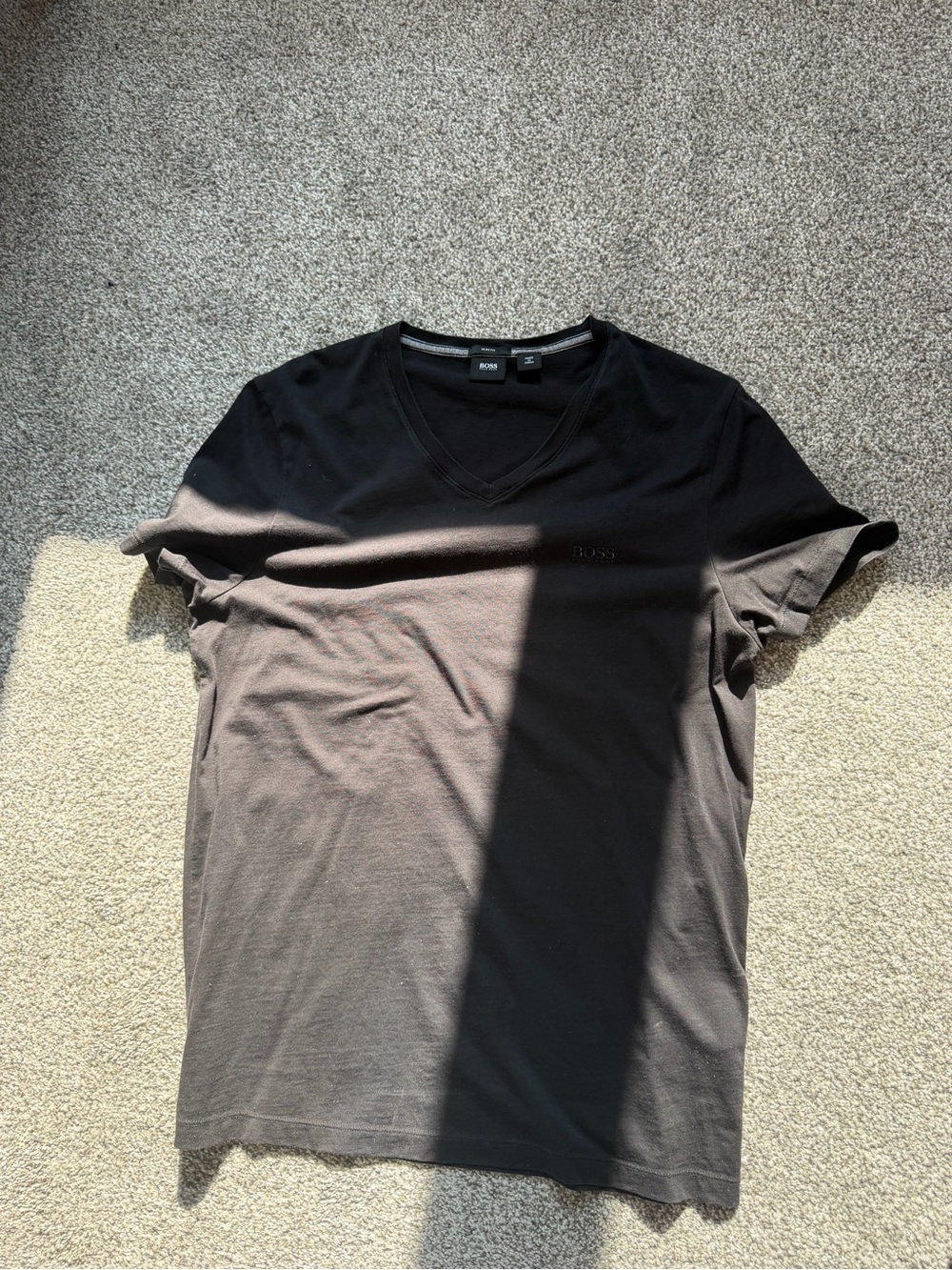 Boss Men's V-Neck T-Shirt in Charcoal Gray